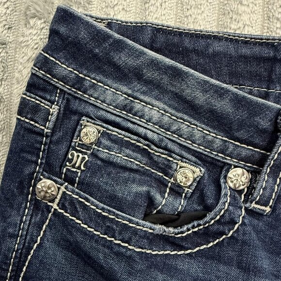 Miss Me Jeans Womens 34 Blue Mid Rise Easy Boot Boho Embroidered Dreamcatcher - Picture 13 of 13